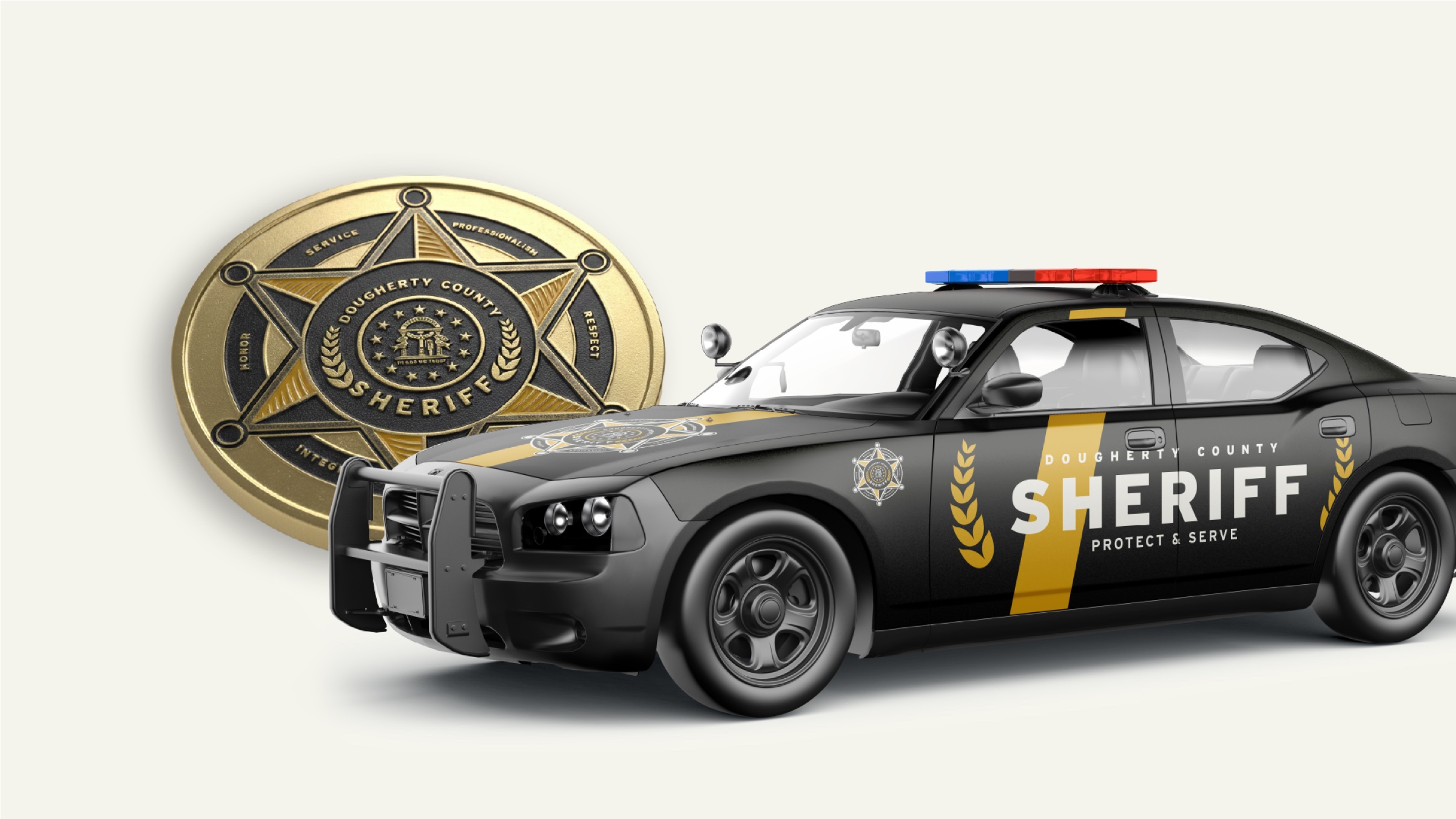 Patrol car livery and challenge coin mockup