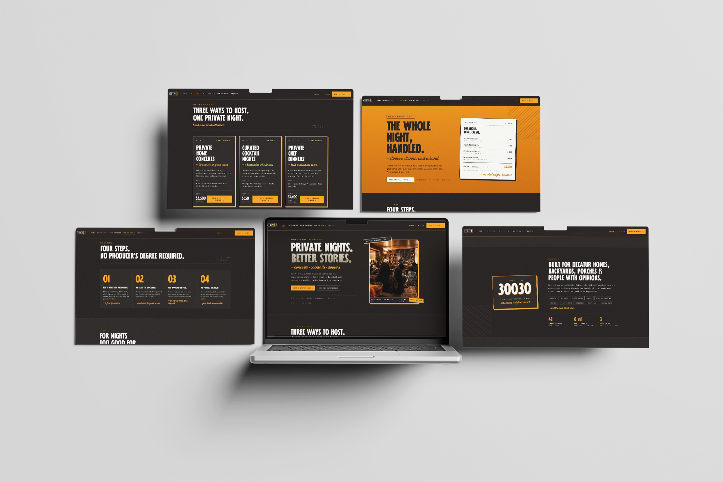 Website and screen mockups