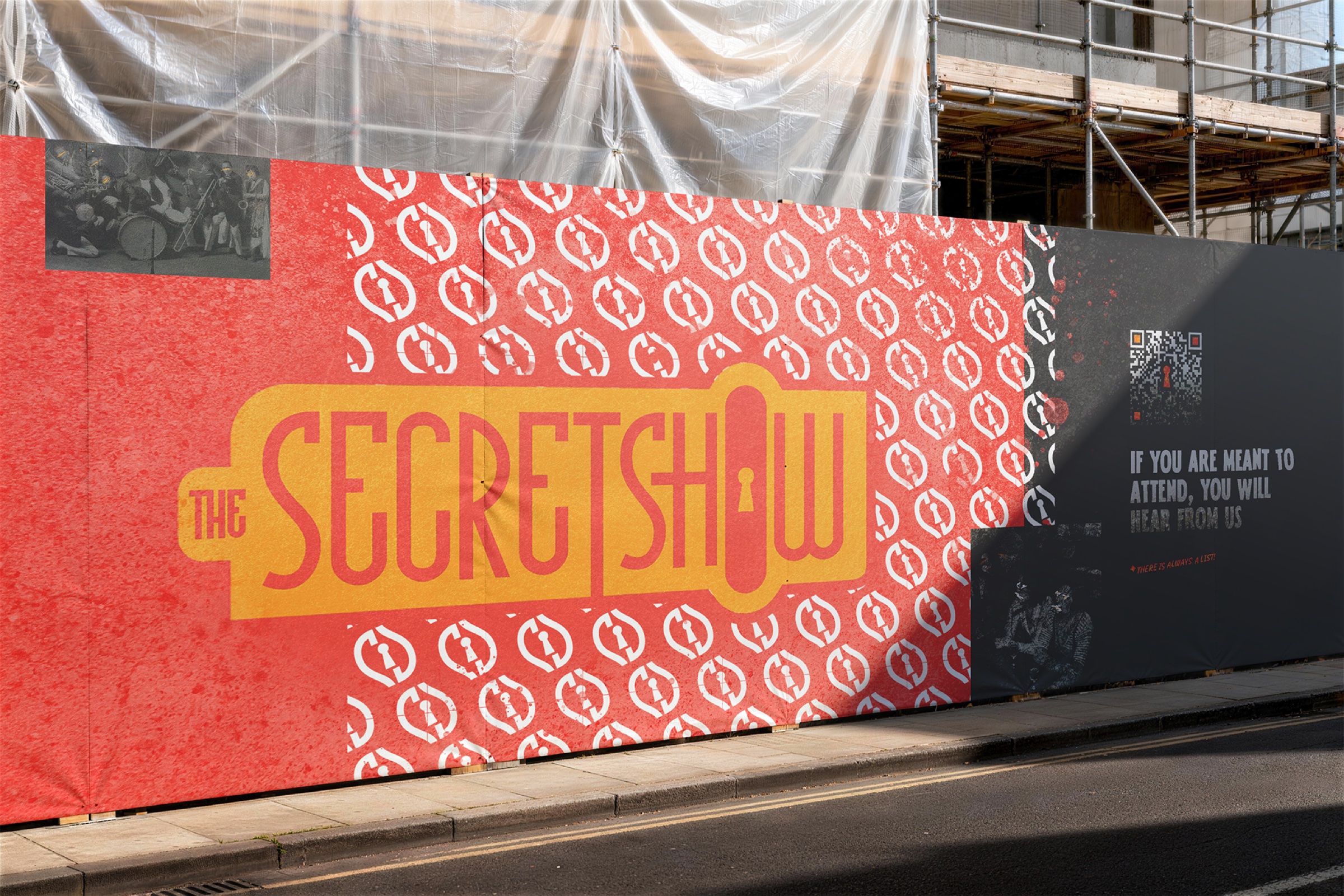 Event signage mural on construction hoarding