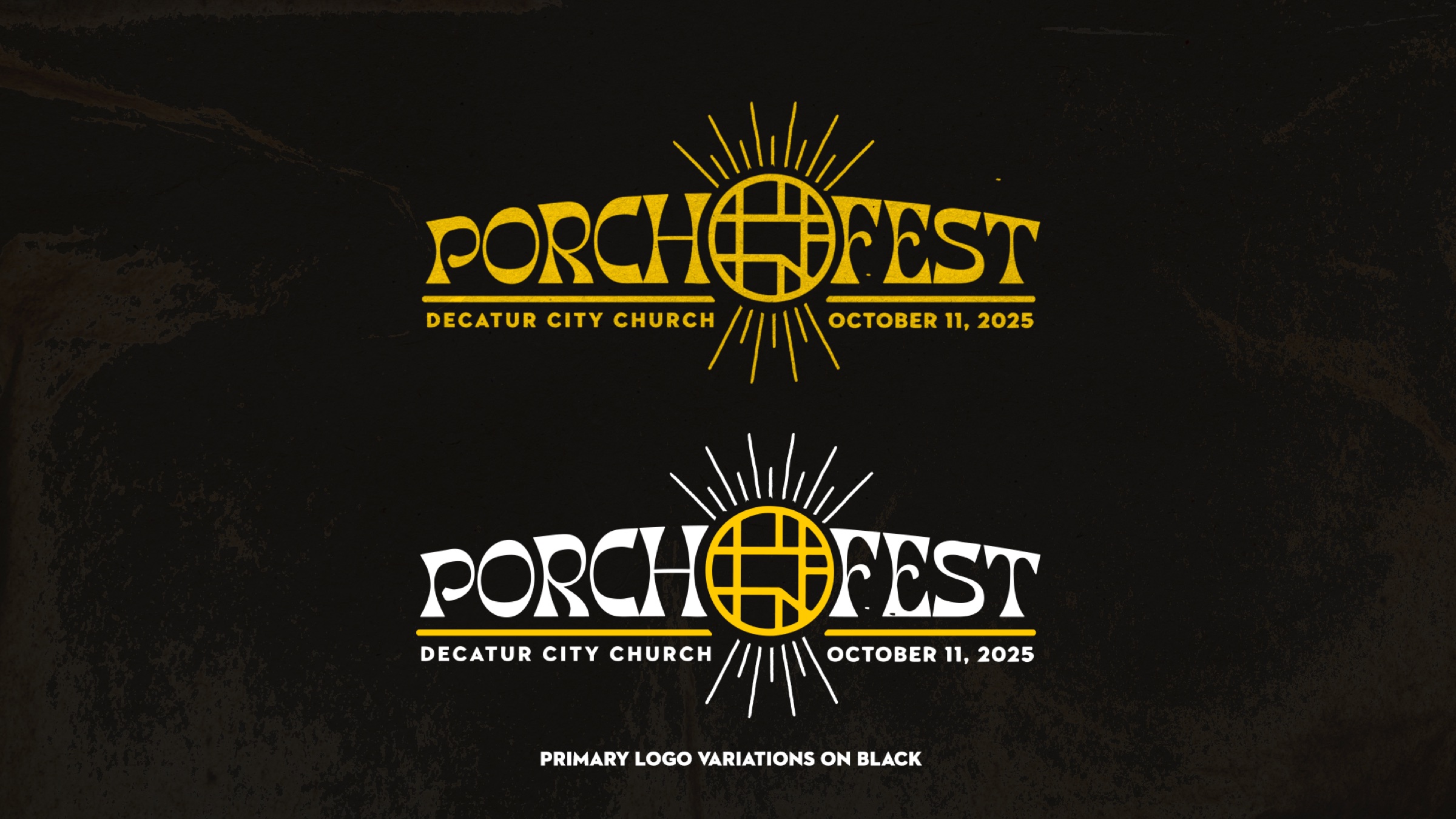 Porchfest logo variations on black